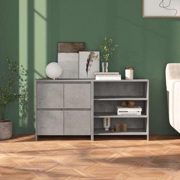 vidaXL 2 st Dressoirs bewerkt hout betongrijs, Verzenden, Nieuw, Overige houtsoorten, Minder dan 50 cm