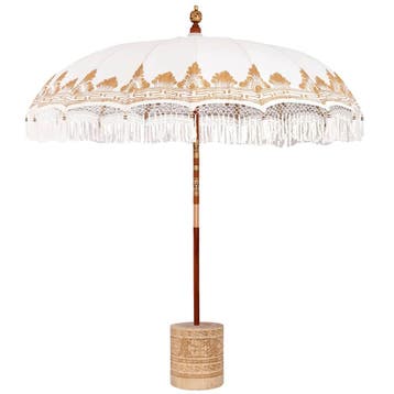 vidaXL Balinese parasol met basis Crèmekleurig Ø 210-220 cm, Verzenden, Nieuw