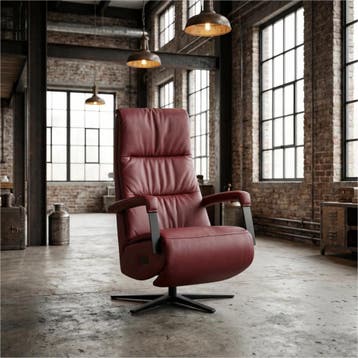 Leren elektrisch relaxfauteuil Core - Massif Rubino, Bohemian, Industrieel, Modern, Scandinavisch, Nieuw, Ophalen of Verzenden