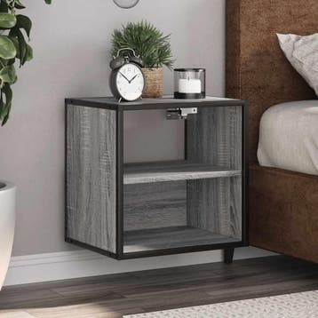 vidaXL Nachtkastjes 2st wandgemonteerd 40x31x39,5cm grijs, Verzenden, Nieuw, Hout