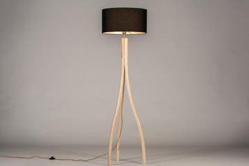 Rietveld Vloerlampen - Zwart, Hout - Stof, Hout, Verzenden, Nieuw