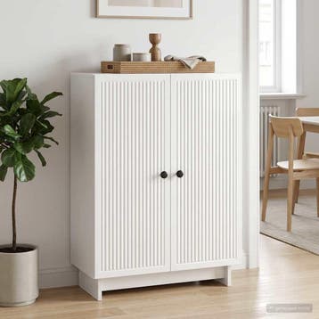 vidaXL Dressoir Hoogglans Wit 66 x 34,5 x 90 cm Bewerkt hout, Verzenden, Nieuw, Overige houtsoorten, Minder dan 50 cm