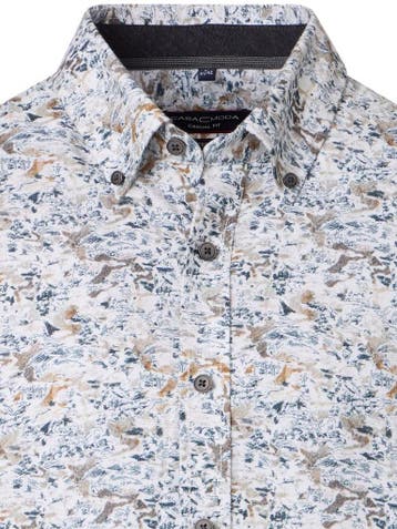 Casa Moda Casual Overhemd Met Print Button Down Boord, Verzenden, Nieuw, Bruin