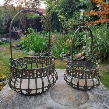 2 Decorative Flower or Plant Baskets - Mand (2) - Metaal