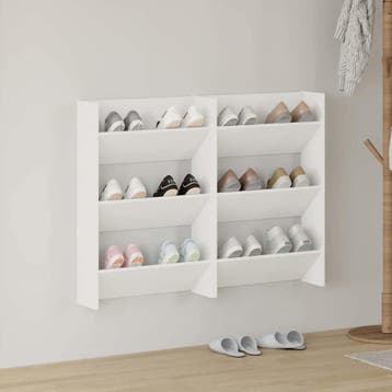 vidaXL Wandschoenenkasten 2 st 60x18x90 cm spaanplaat wit, Verzenden, Nieuw