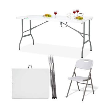 MaxxGarden Vouwtafel 152cm - Inklapbare Picknickset - met..., Tuin en Terras, Verzenden, Nieuw
