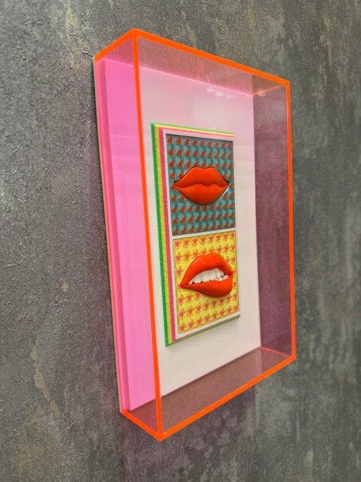 KIRAS - LIPS² #02 — Doppia Provocazione - FUCSIA, Antiek en Kunst, Kunst | Schilderijen | Modern