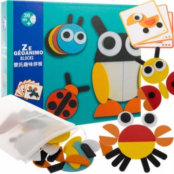 Kruzzel Houten Puzzel - Geometrische Dierenfiguren - Educ..., Ophalen of Verzenden, Nieuw