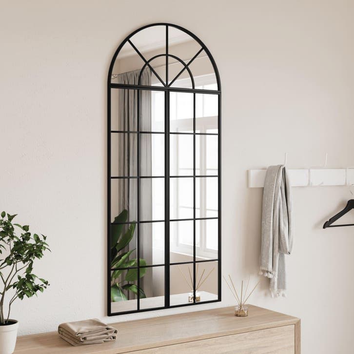 vidaXL Wandspiegel boog 60x130 cm ijzer zwart, Huis en Inrichting, Woonaccessoires | Spiegels, Nieuw, Verzenden