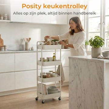 2dekans | Posity Keukentrolley op wieltjes – Serveerwagen /, Ophalen of Verzenden, Zo goed als nieuw