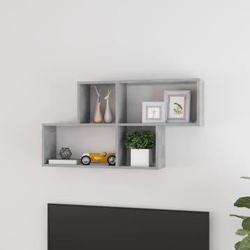 vidaXL Wandschap 100x18x53 cm bewerkt hout betongrijs, Verzenden, Nieuw