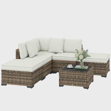 Outsunny Loungeset 6-delig Rotan Tuinmeubelen met Kussens en, Verzenden, Nieuw