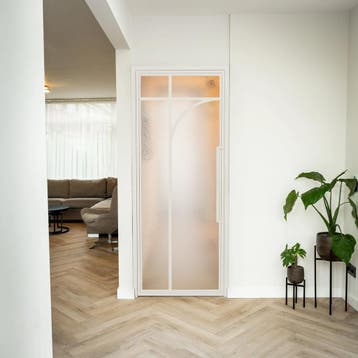Stalen Binnendeur - Wit - 5 Vlaks rond - Kathedraalglas, Minder dan 80 cm, Binnendeur, Nieuw, Metaal