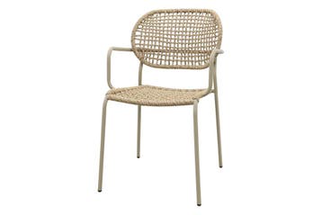 VDG Noa stapelbare naturel wicker dining tuinstoel - Latte, Verzenden, Nieuw, Overige materialen