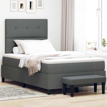 vidaXL Boxspringbed met kussen Donkergrijs 120 x 200 cm Stof, Verzenden, Nieuw, Twijfelaar, Stof