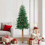 vidaXL Kerstboom met echt hout en dennenappels smal 180 cm, Diversen, Kerst, Verzenden, Nieuw