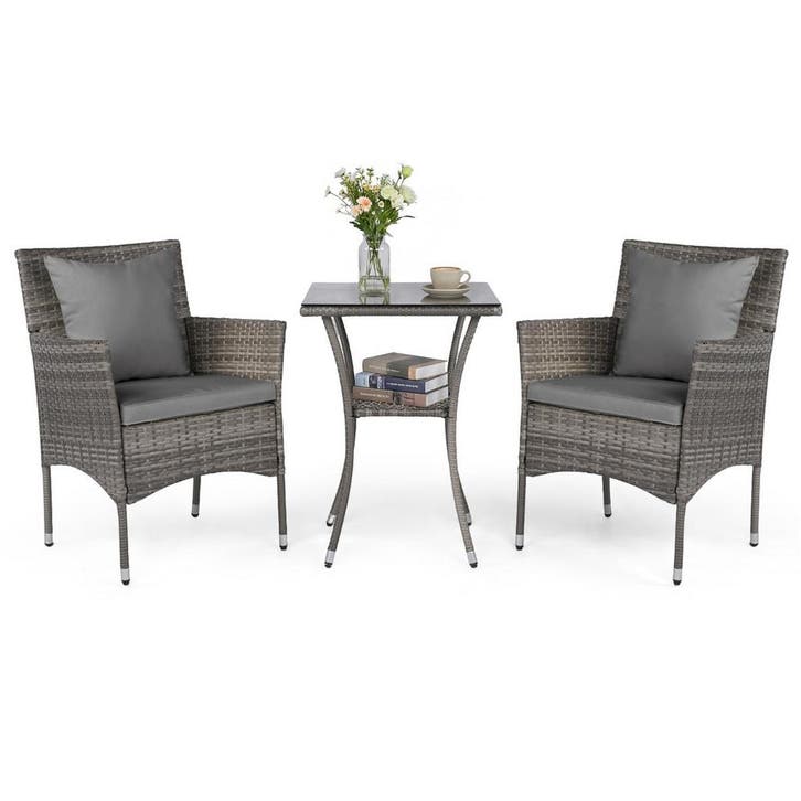 LIVSK Bistroset - Elegant Rotan - Ergonomische Stoelen - Geh, Tuin en Terras, Tuinhaarden, Nieuw, Verzenden