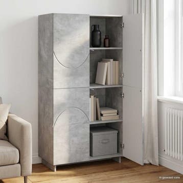 vidaXL buffetkast Betongrijs 79 x 41 x 151 cm Bewerkt hout, Verzenden, Nieuw, 50 tot 100 cm, Minder dan 100 cm