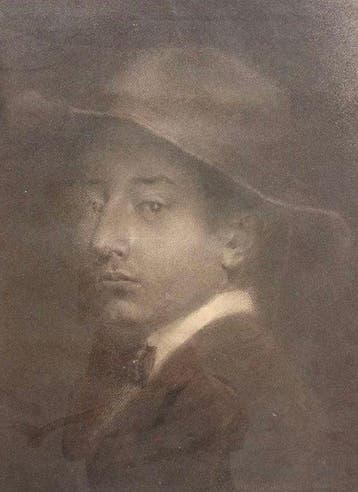 Italiaanse school (XIX) - Ritratto di giovane con cappello