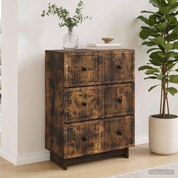 vidaXL Ladenkast 66 x 34,5 x 90 cm Bewerkt hout Gerookt, Verzenden, Nieuw