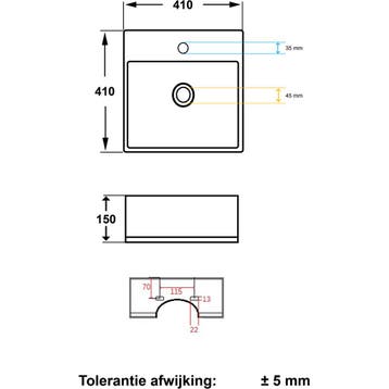 Wiesbaden Larx Opzetwastafel - Vierkant - 41x41x15cm -, Ophalen of Verzenden, Nieuw