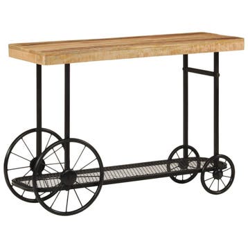 vidaXL Wandtafel 112x36x76 cm massief mangohout en ijzer, Verzenden, Nieuw, 60 cm of meer