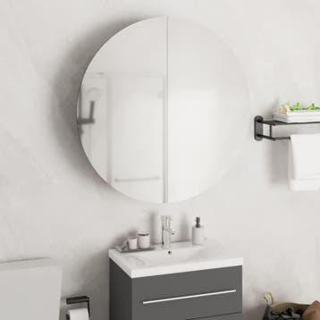 vidaXL Badkamerkast met ronde spiegel en LED 54 x 54 x 17,5, Verzenden, Nieuw