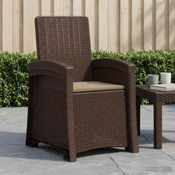 vidaXL Ligstoel in rietenlook Bruin en Taupe PP, Tuin en Terras, Verzenden, Nieuw