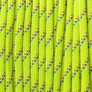 Rol 100 meter - Lime Green striped Paracord 550 - #31, Ophalen of Verzenden, Nieuw, Draad