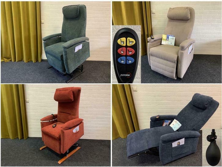 Nieuwstaat: Fitform Sta op Stoelen: 3 motorig met Garantie!, Huis en Inrichting, Fauteuils, Zo goed als nieuw, Ophalen of Verzenden