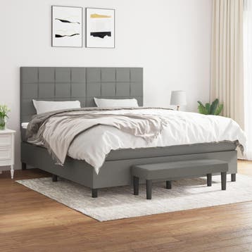 vidaXL Boxspring met matras stof donkergrijs 160x200 cm, Verzenden, 200 cm, 160 cm, Nieuw