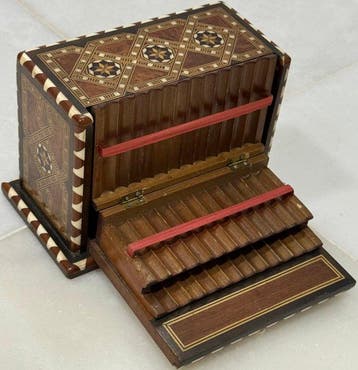 Sigarettendoos - Hout, Been - H : 12,5, Antiek en Kunst