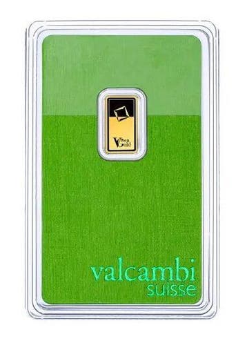1 Gram Valcambi Green goudbaar met certificaat, Verzenden, Goud