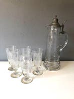 Drinkservies - Glas - Karavffe met vijf glazen, Antiek en Kunst, Antiek | Glas en Kristal