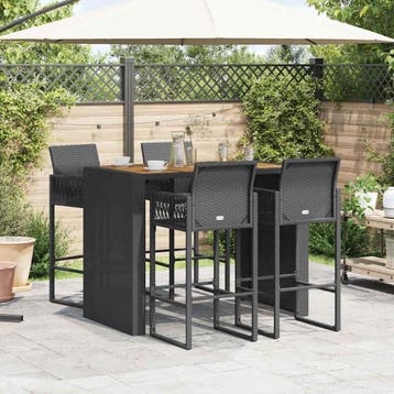 vidaXL 5-delige Tuinbarset zonder kussens poly rattan acacia, Verzenden, Nieuw, 4 zitplaatsen