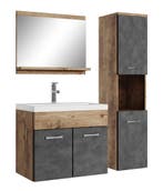 Badkamermeubel Set Montreal 60 cm Kastanje Grijs Badmeubel, Huis en Inrichting, Verzenden, Nieuw, Wastafelkast