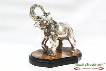 Remaf Argenti Elefante con ZANNE base legno - sculptuur,