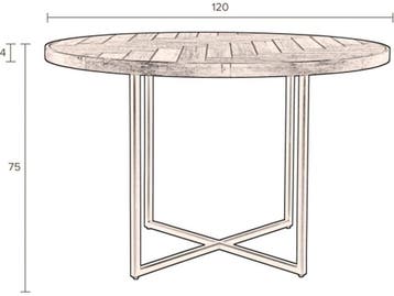 Dutchbone Class - Eettafel Rond 120 cm - Visgraat tafelblad, Verzenden, Nieuw