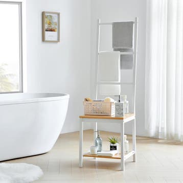 [en.casa] Dressboy Juuka bamboe 133x40x42 cm wit en houtkleu, Verzenden, Nieuw