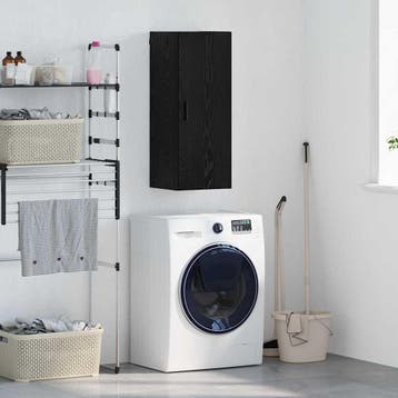 vidaXL Wandkast Zwart Eiken 34,5 x 34 x 90 cm Bewerkt hout, Minder dan 50 cm, Verzenden, Nieuw, Minder dan 100 cm