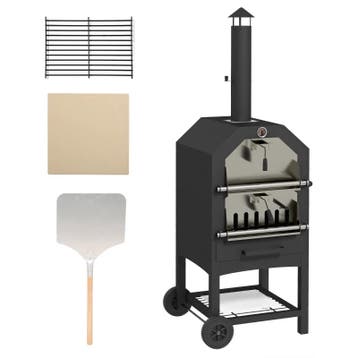 2-in-1 Outdoor Pizzaoven, Met Pizzasteen, Ascompartiment, 2x, Verzenden