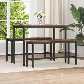 vidaXL Eetbank Gerookt eiken 100 x 32,5 x 48,5 cm, Verzenden, Nieuw