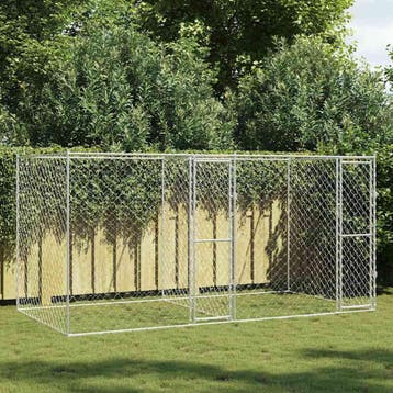 vidaXL Hondenbench Zilver 400 x 200 x 200 cm Gegalvaniseerd, Verzenden, Nieuw