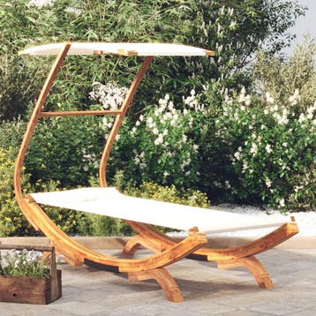 vidaXL Loungebed met luifel 100x190x134 cm massief gebogen, Verzenden, Nieuw