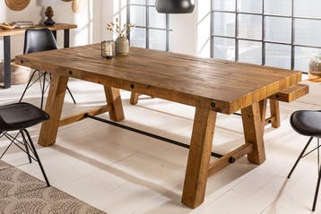 Massieve eettafel FINCA 165cm vintage bruin gerecycled, Ophalen of Verzenden, Nieuw