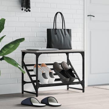 vidaXL Schoenenrek 60x30x45 cm bewerkt hout grijs sonoma, Verzenden, Nieuw