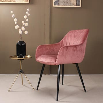 Eetkamerstoel met armleuning | Velvet | Roze | DS4U Gaby, Ophalen of Verzenden, Nieuw