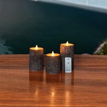 Ledkaarsenset berkenschors donker 3d flame moving annas, Ophalen of Verzenden, Nieuw