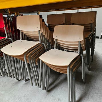 Eromes houten kantinestoel - ahorn (alleen per set), Ophalen of Verzenden, Nieuw