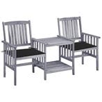 vidaXL Tuinstoelen met tafeltje en kussens massief, Tuin en Terras, Verzenden, Nieuw, Hardhout, Tuinset